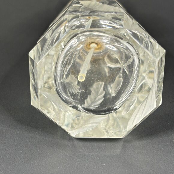 Moser Intaglio Perfume Bottle Atomizer Cut Floral Clear Glass Decoration Vintage - Picture 6 of 9